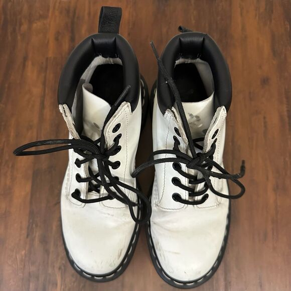 DR. MARTENS 939 White Smooth Leather High Top Boots - Picture 3 of 11